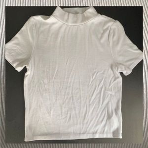 Classic White Mock Neck Short Sleeve Top